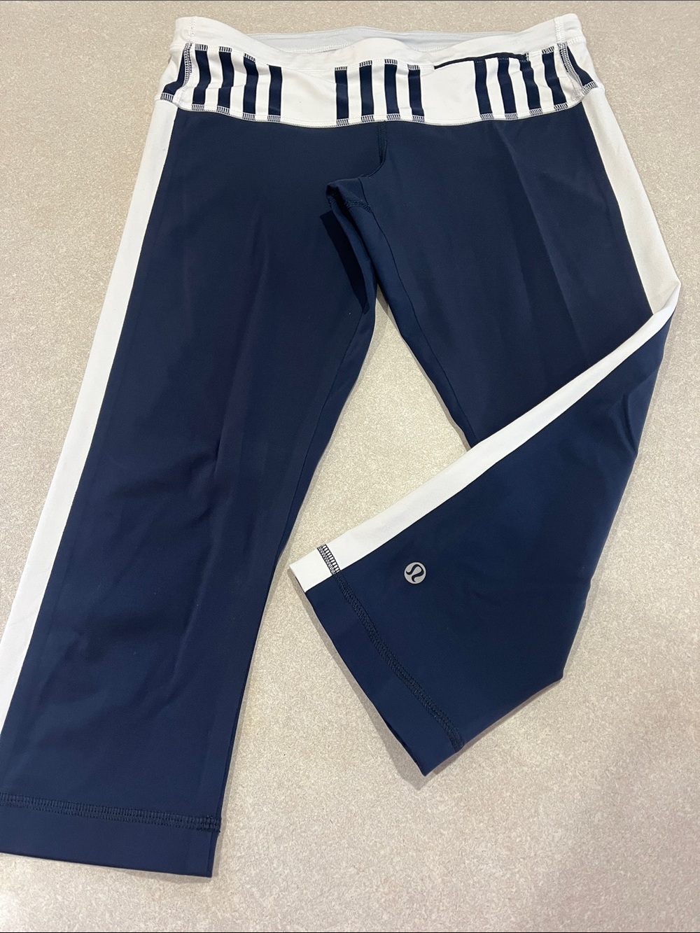 lululemon athletica Navy and White crop leggings